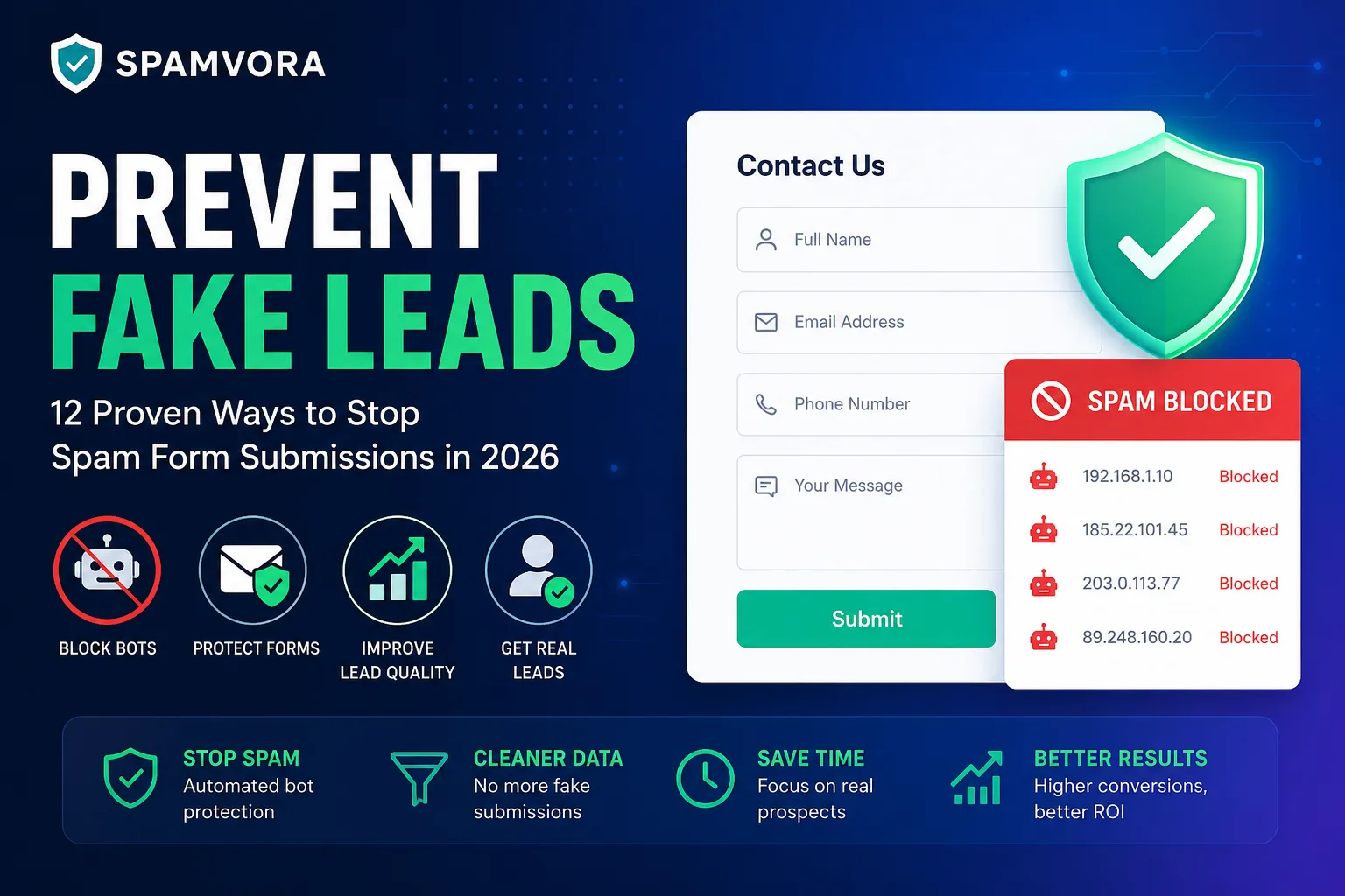 dashboard showing how to prevent fake leads from a website contact form